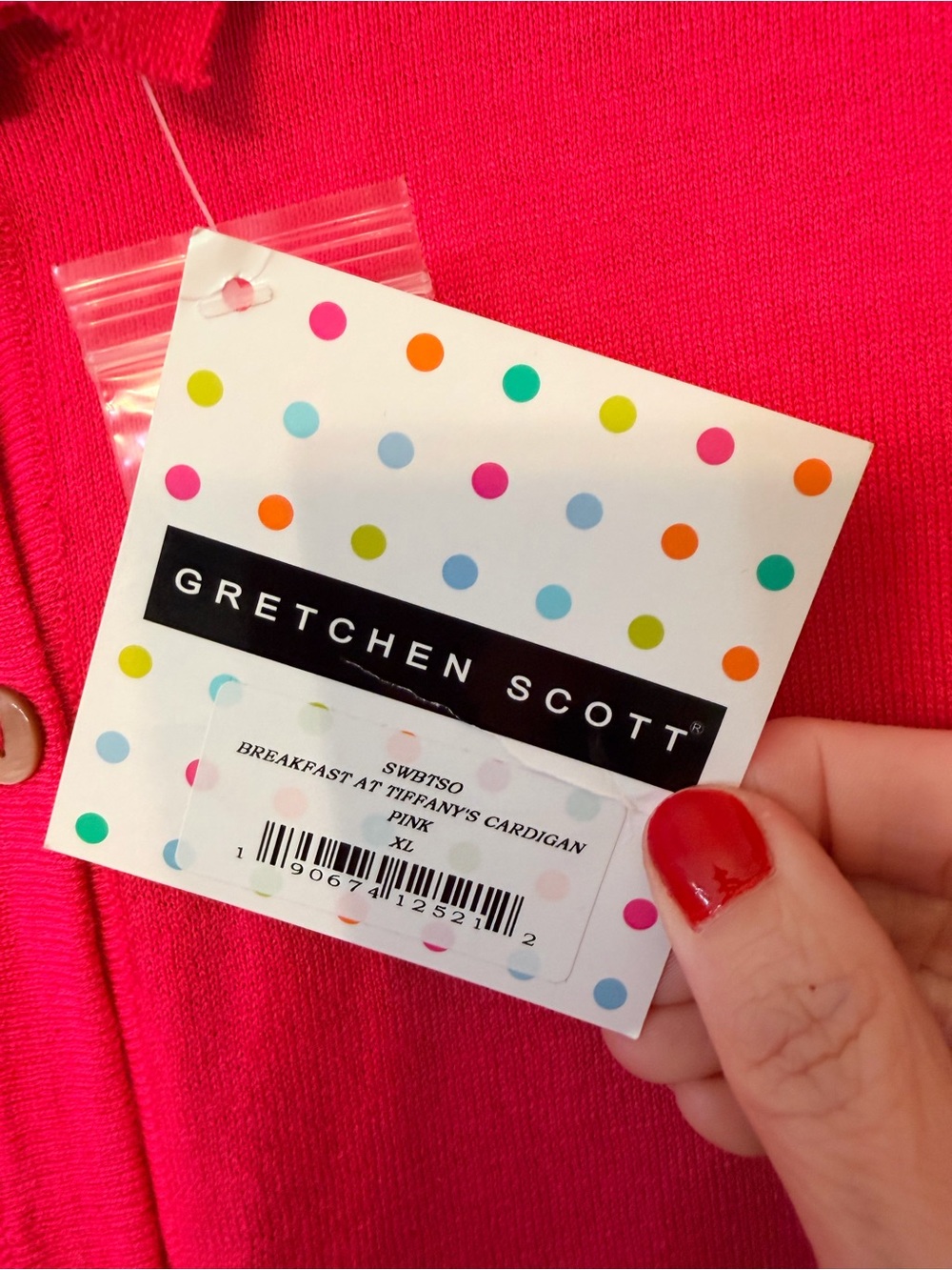 Gretchen Scott Designs Vibrant Hot Pink Button-Down Top with Floral Collar - Picture 3 of 6